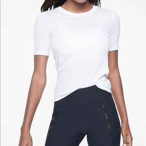 Athleta white ribbed tee, Never worn size small